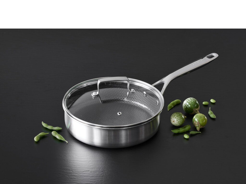 Sauterpande med glaslåg 79NORD Hybrid 24 cm Stål