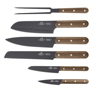 Knivsæt Phenix Walnut 6 dele Sort/valnøddetræ