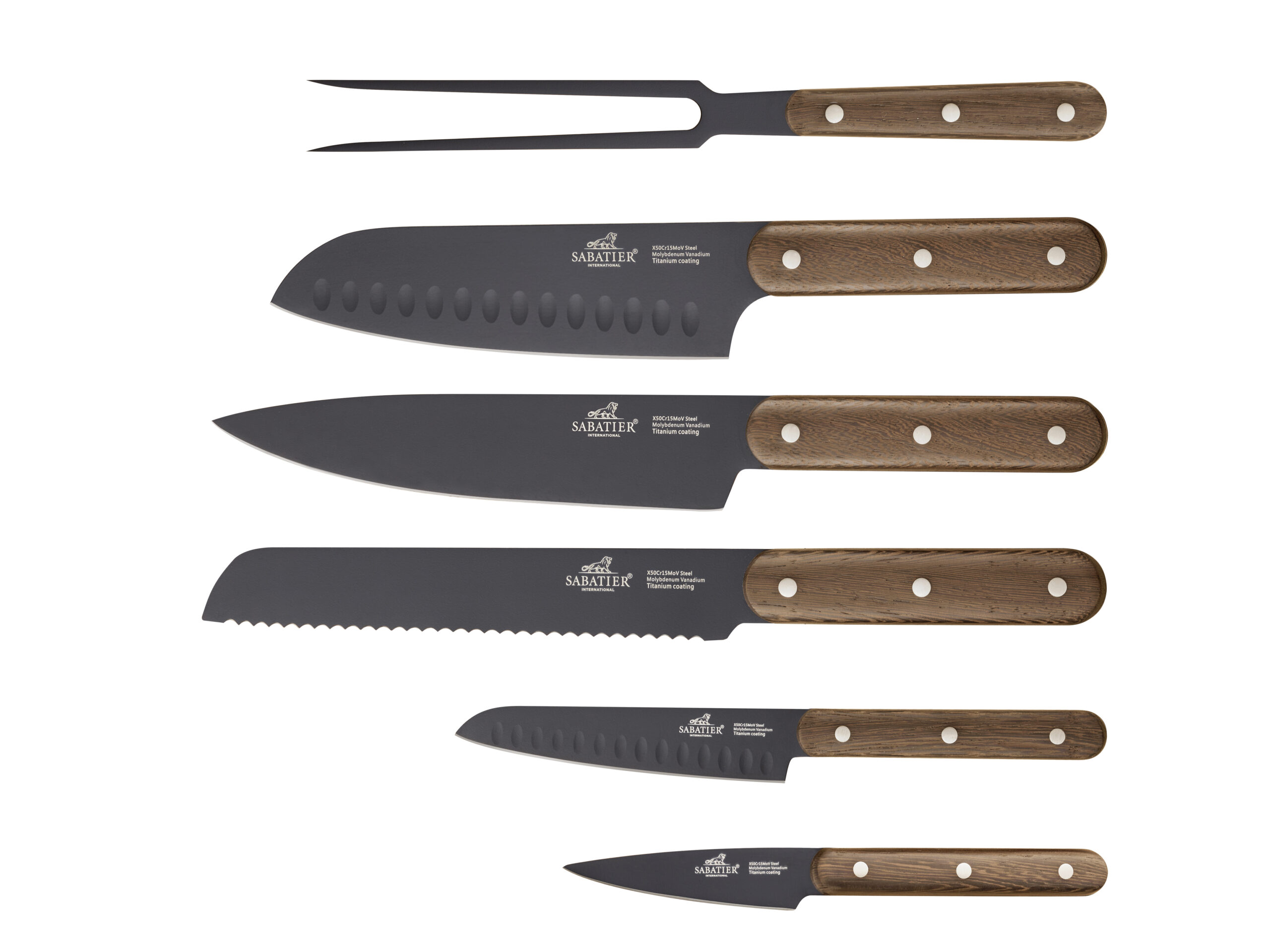 Knivsæt Phenix Walnut 6 dele Sort/valnøddetræ