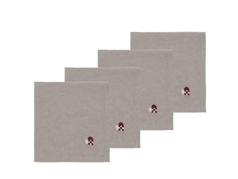 Stofservietter Christmas Hearts Embroidery 4 stk. Dark red