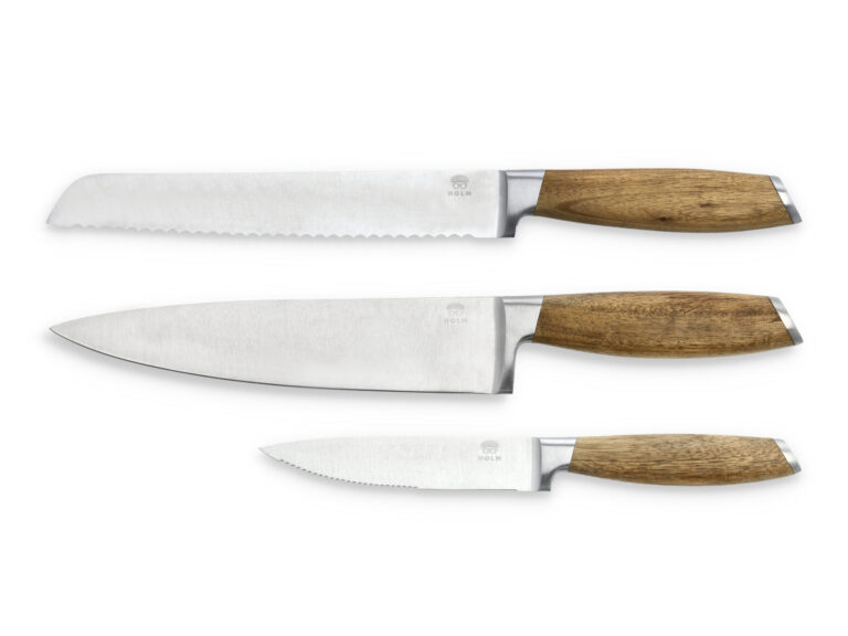Knivsæt 3 dele Rustfrit stål/Akacie