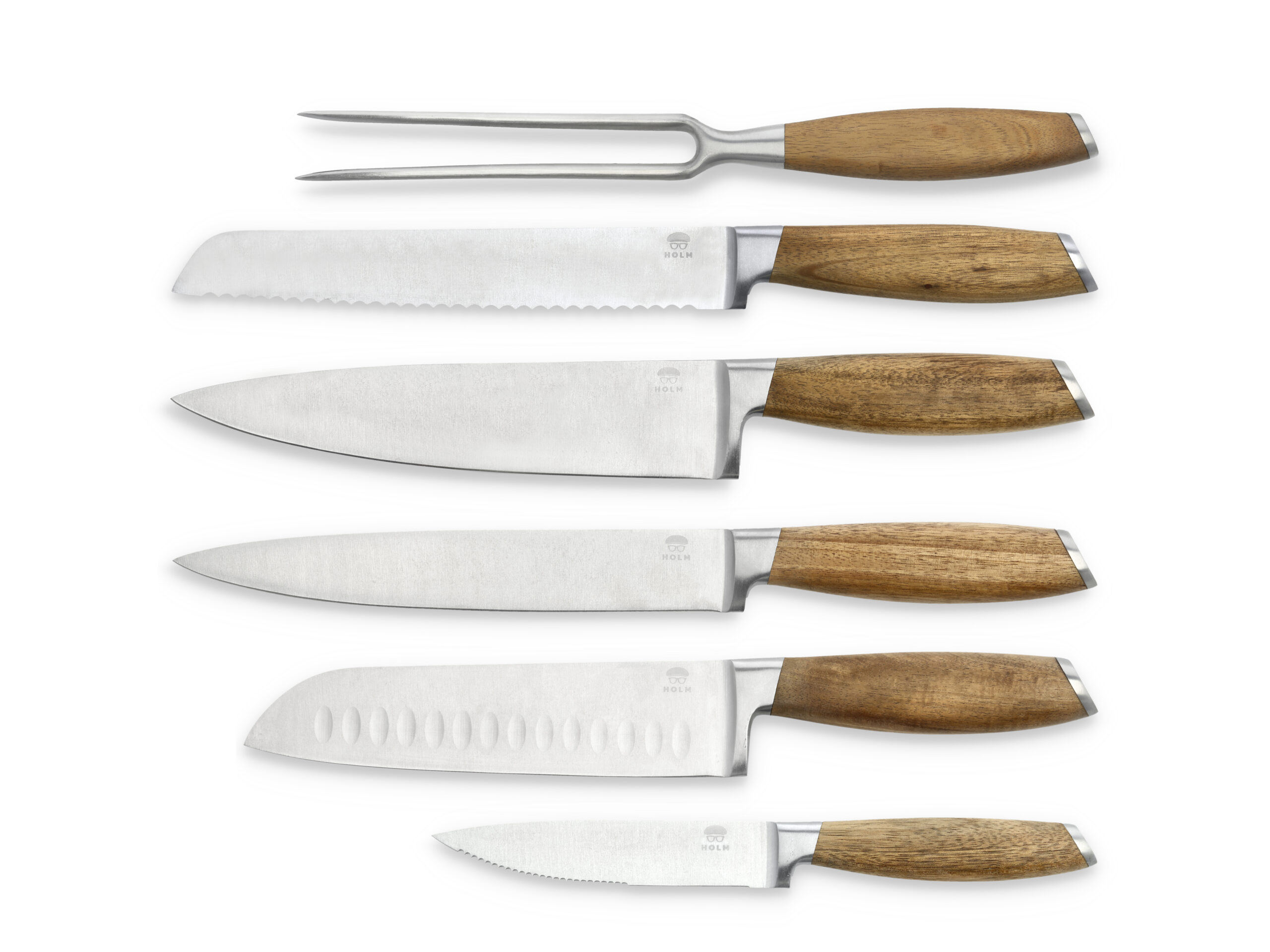 Knivsæt 6 dele Rustfrit stål/Akacie