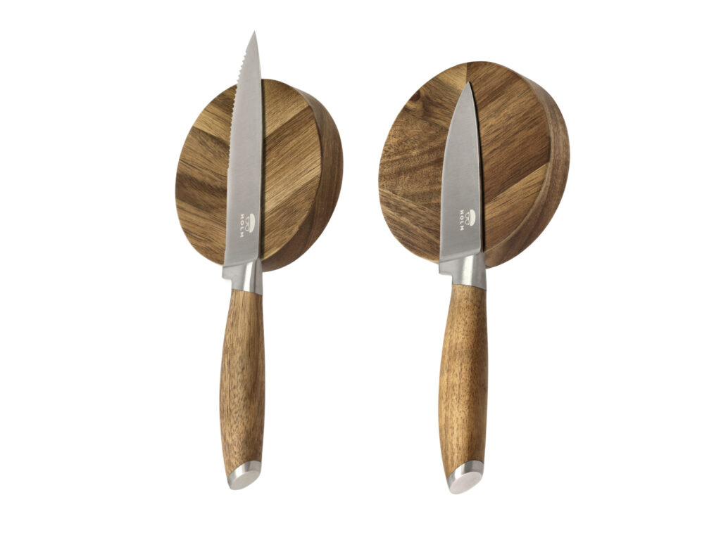 Knivmagnet 9 x 2 cm 2 stk Akacietræ