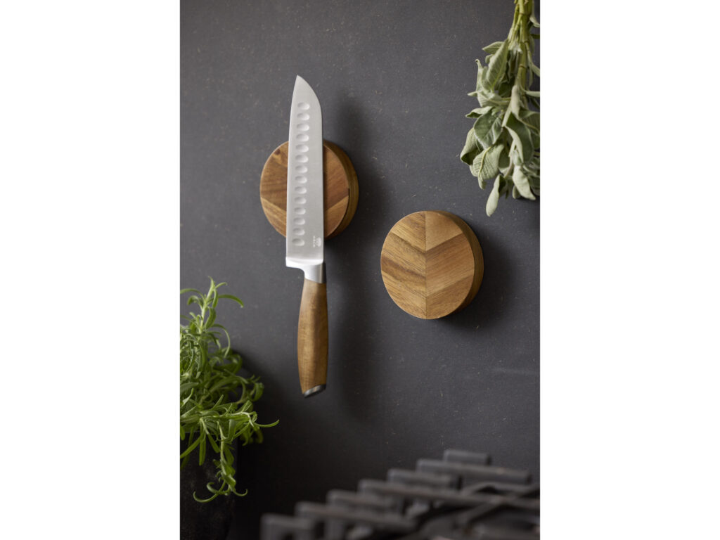 Knivmagnet 9 x 2 cm 2 stk Akacietræ