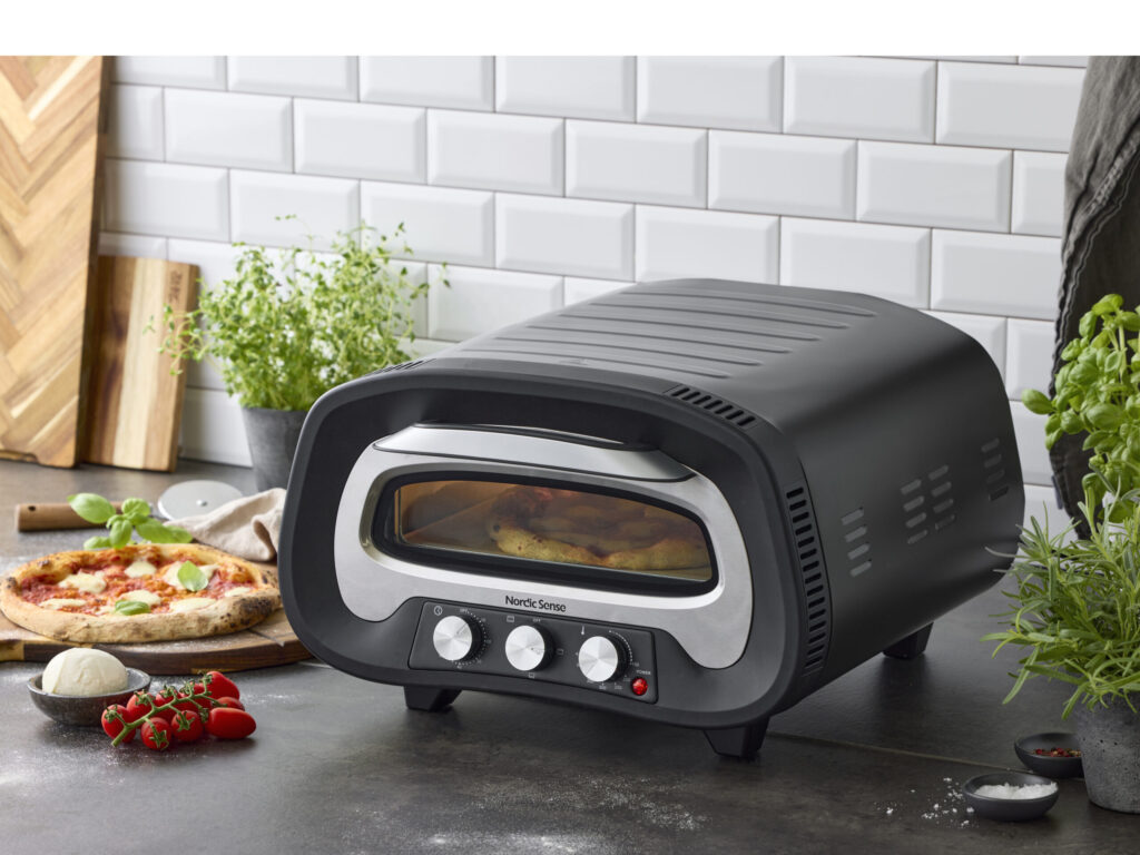 Pizzaovn elektrisk 2200 watt Sort/Sølv