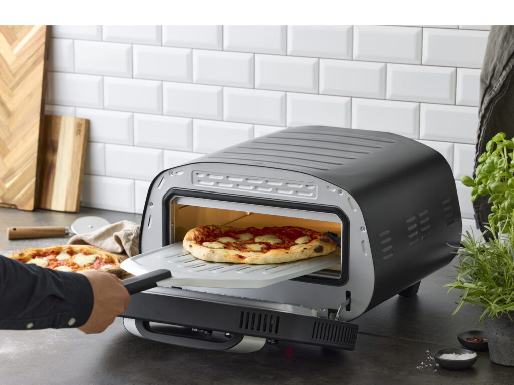 Pizzaovn elektrisk 2200 watt Sort/Sølv