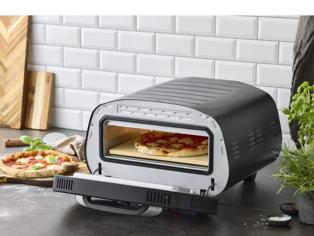 Pizzaovn elektrisk 2200 watt Sort/Sølv