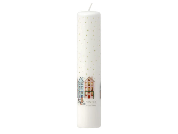 Kalenderlys Vinter 5 x 25 cm Hvid/Guldstjerne Paraffin