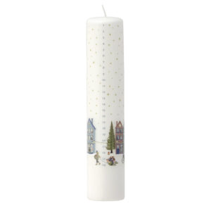 Kalenderlys Vinter 5 x 25 cm Hvid/Guldstjerne Paraffin