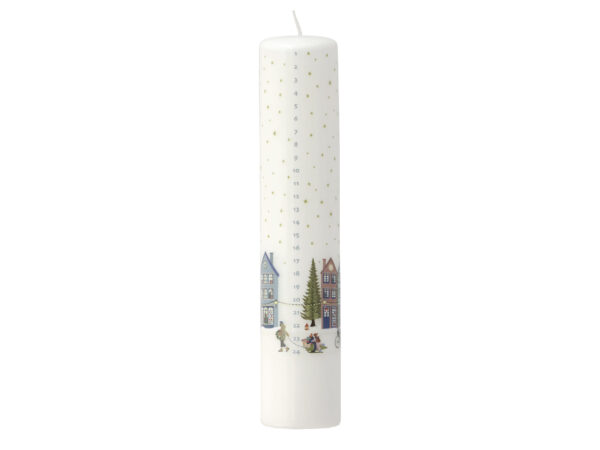 Kalenderlys Vinter 5 x 25 cm Hvid/Guldstjerne Paraffin