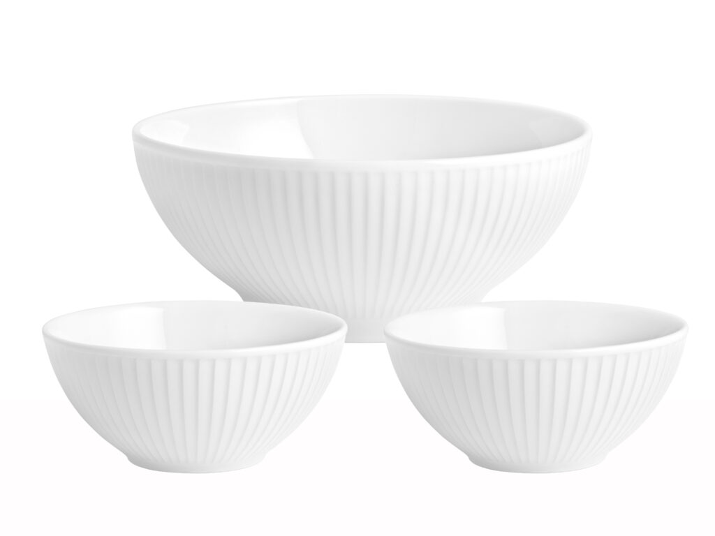 Skålesæt Plissé 3 dele 12/20 cm Hvid